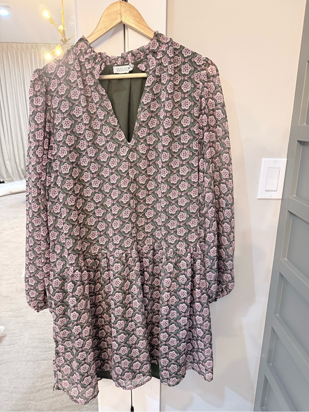 Molly Bracken Boho V-Neck Long Sleeve Mini Dress Size XL